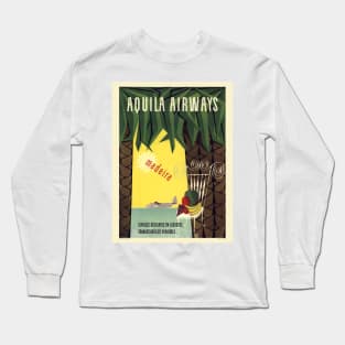 Aquila Airways Madeira Portugal Vintage Poster Long Sleeve T-Shirt